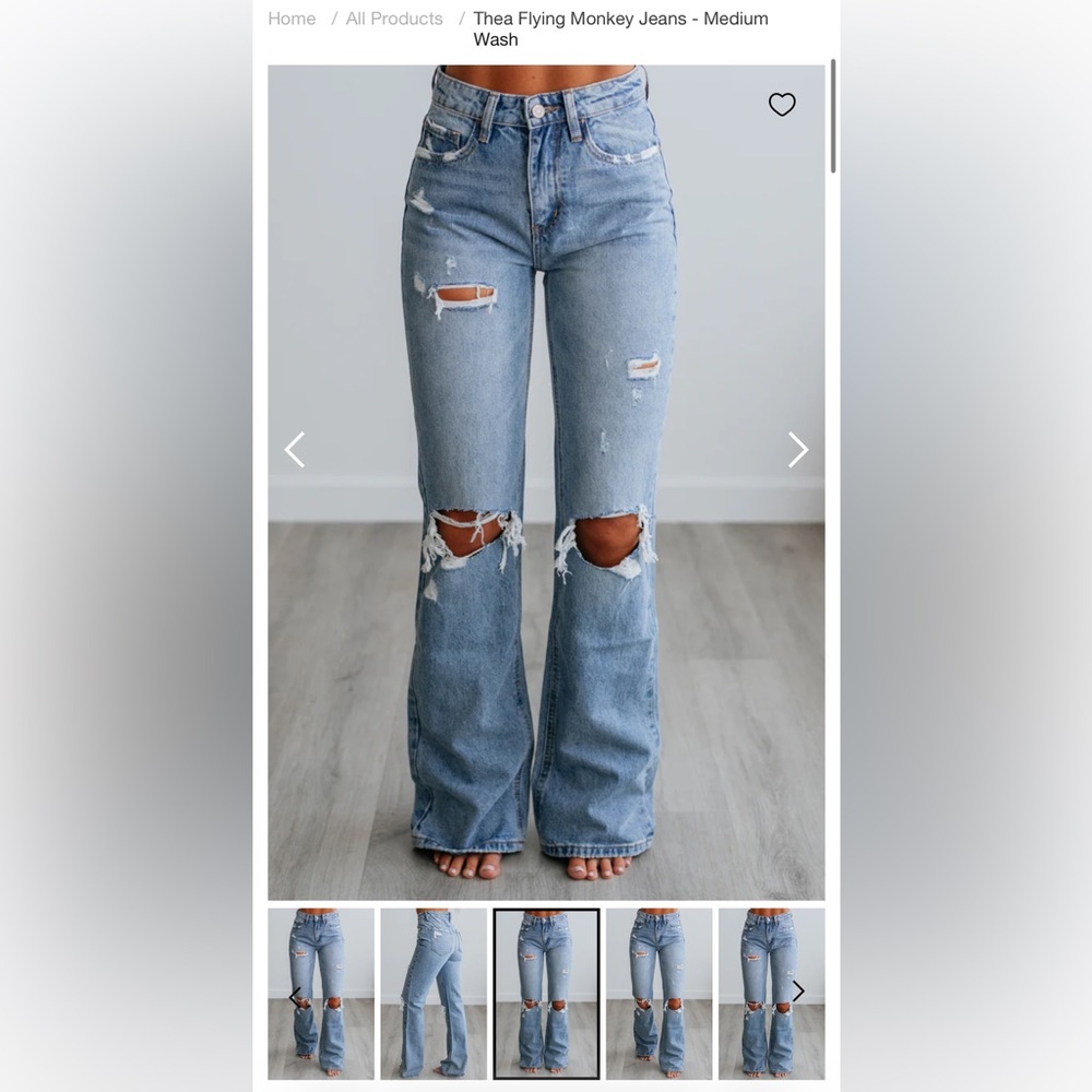 Flying Monkey Distressed Wide-Leg Jeans - Size: 12
